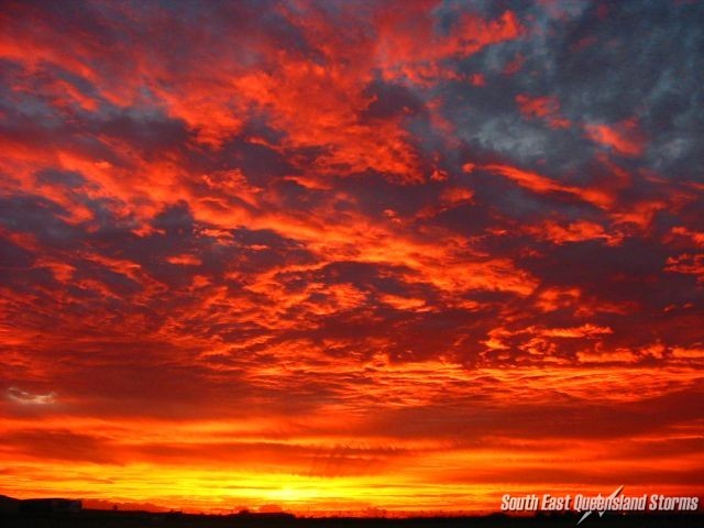 Spectacular deep red sunset