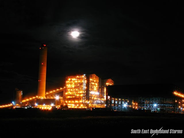 Millmerran Power Station with the full moon