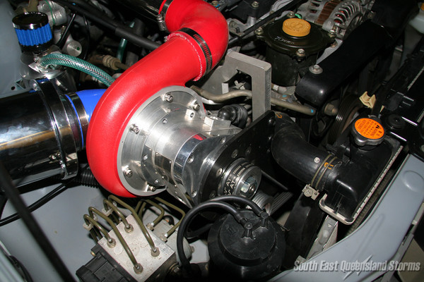 Closeup of the supercharger