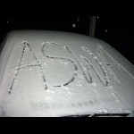 ASWA written on the snow/ice