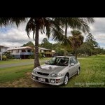 My new Subaru Imprezza RX under the trees at Seaforth, north of Mackay