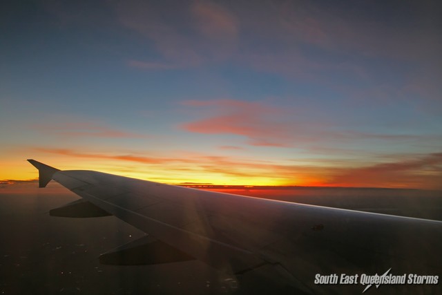 Sunset leaving Brisbane from 18000 feet