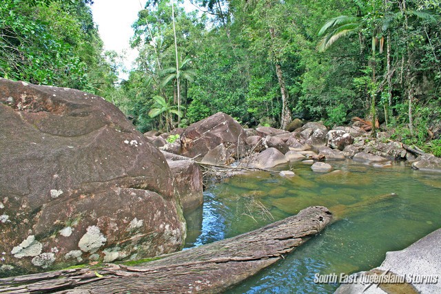 Looking downstream from the main falls