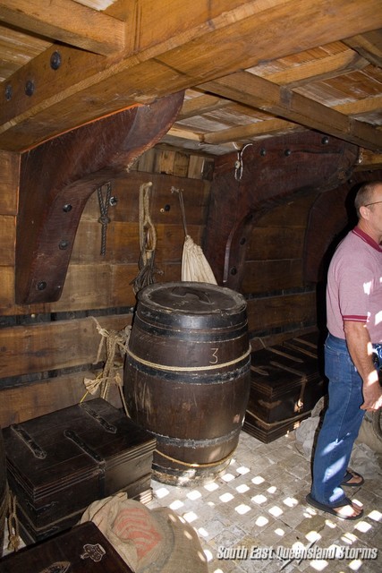 Storage barrel downstairs on the Duyfken